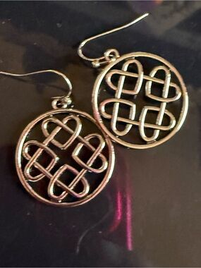 Silver-Tone Celtic Knot Drop Earrings - Women Jewelry